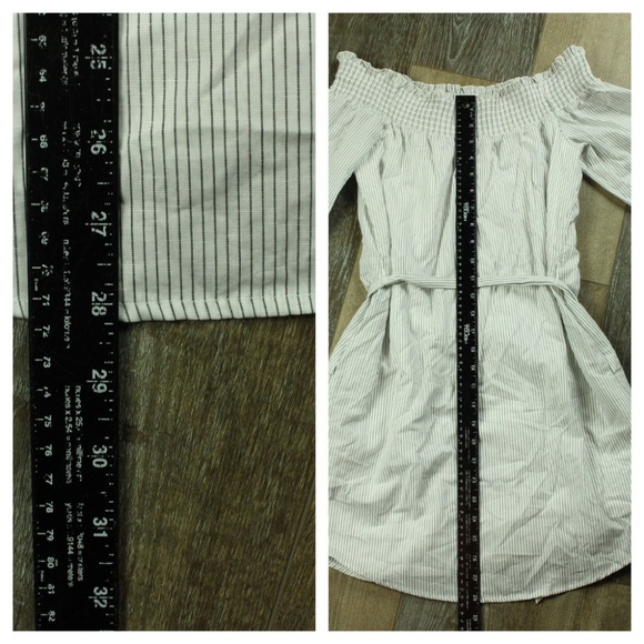 Women's Striped Smocked Off The Shoulder Tunic - Picture 2 of 8